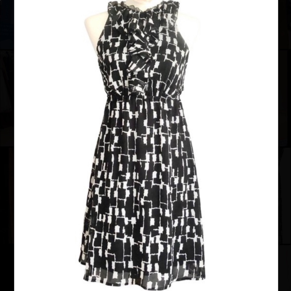 Merona Black and White Sleeveless Ruffled Dress